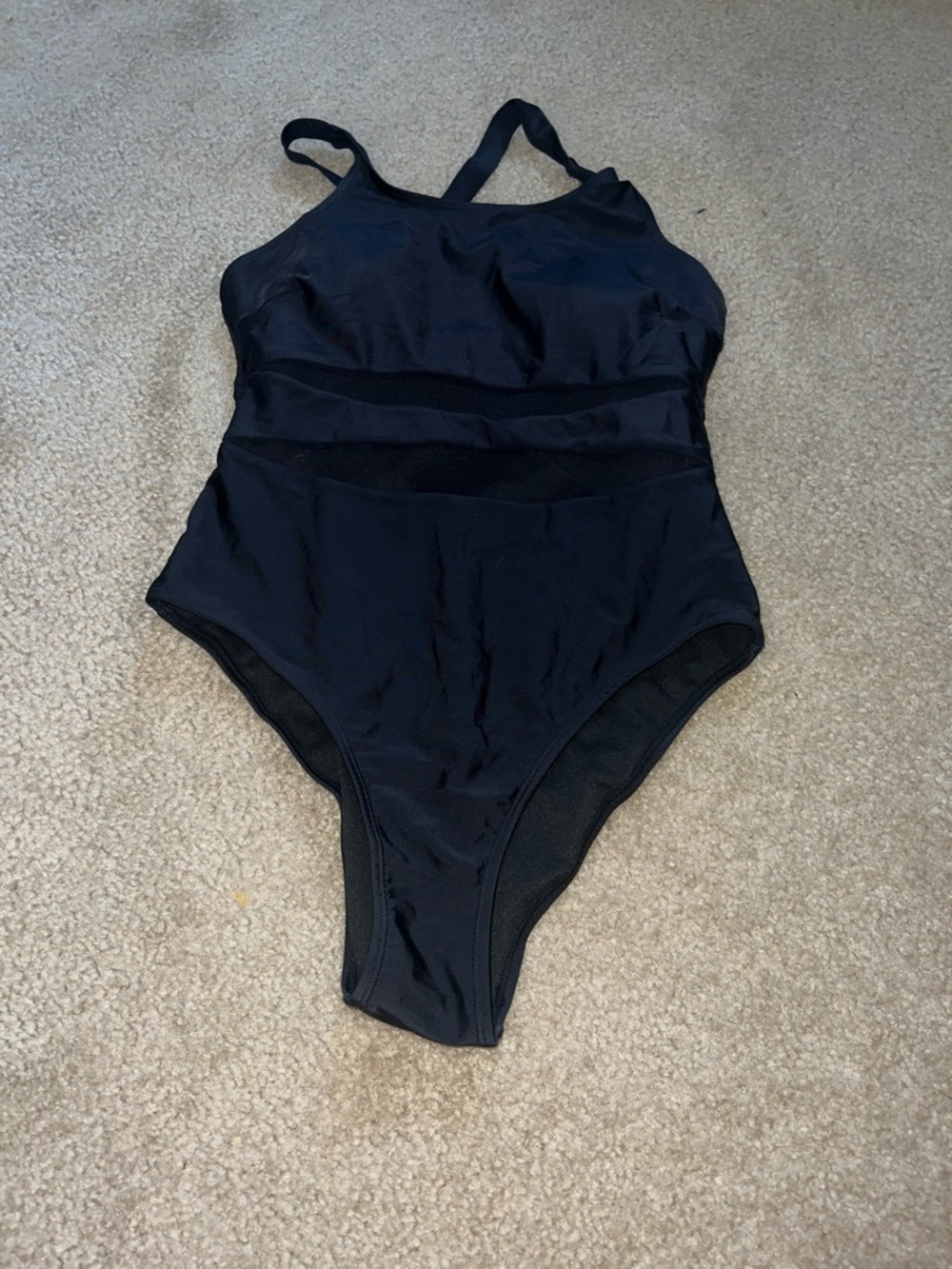 Cupshe Black One-Piece Swimsuit with Mesh Insets